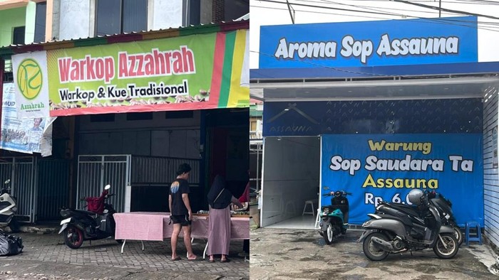Warkop Azzahrah dan waung makan Sop Saudara Assauna di Makassar.