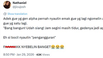 Masa jadi pengangguran sih, Dek. Foto: X/jicujosh