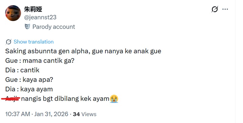 Katanya Gen Alpha itu kalau ngomong suka asal jeplak dan asal bunyi (asbun). Contohnya ya, kayak tweet-tweet pengakuan berikut ini.