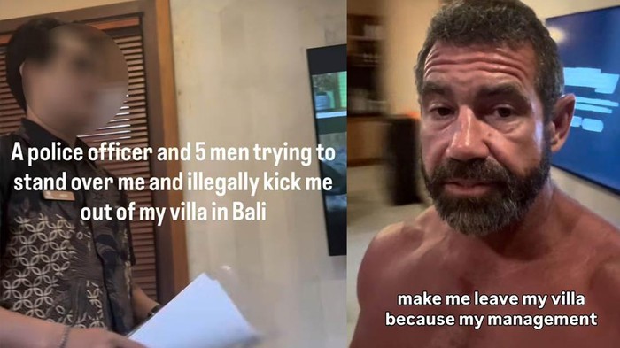 Video viral turis asing diminta keluar dari vila tempatnya menginap di kawasan Canggu, Kuta Utara, Badung, Bali. (Tangkapan layar Instagram mordeyfitness)