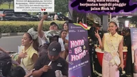 Member JKT48, Sisca Saras turut membagikan momen berbagi. Ia turun ke jalan membagikan kopi Jago kepada masyarakat sekitar. Foto: Instagram