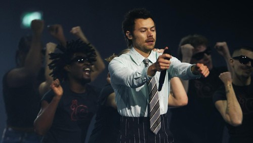 Harry Styles performs during the BRIT Awards at the Co-op Live Arena, in Manchester, Britain, February 28, 2026. REUTERS/Isabel Infantes
