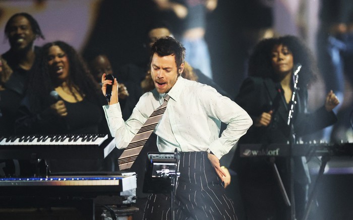 Harry Styles performs during the BRIT Awards at the Co-op Live Arena, in Manchester, Britain, February 28, 2026. REUTERS/Isabel Infantes