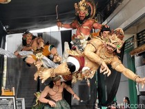 Kreatif! Pemuda di Badung Sulap Limbah Kulit Telur Jadi Ogoh-Ogoh