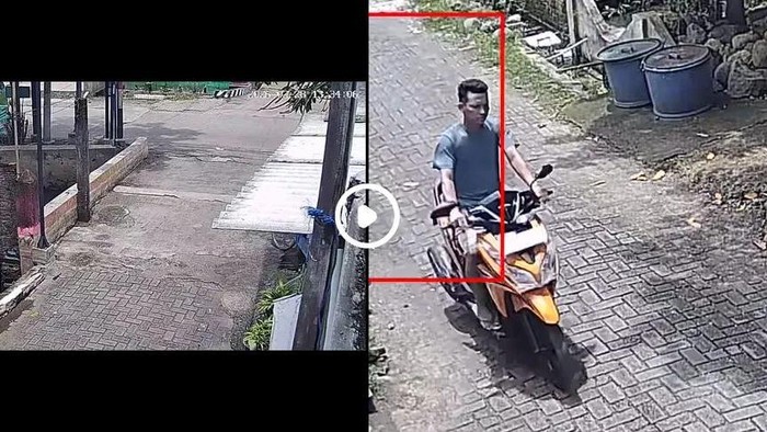 Riyan terduga maling motor di Genuk, Semarang terekam CCTV.
