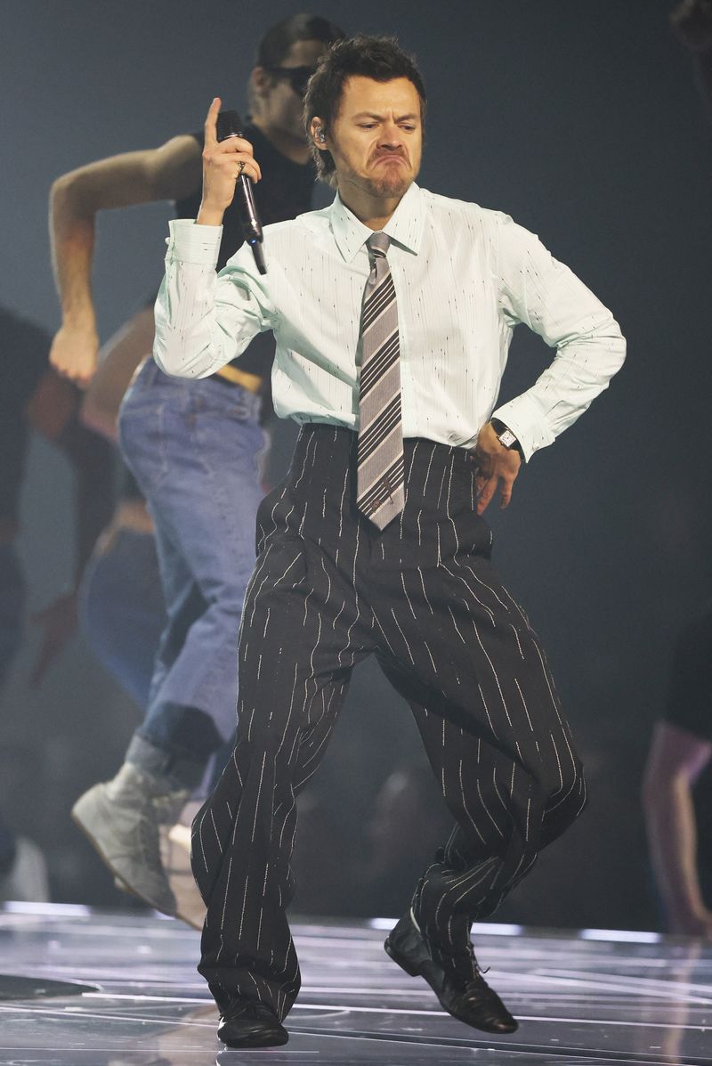 Harry Styles performs during the BRIT Awards at the Co-op Live Arena, in Manchester, Britain, February 28, 2026. REUTERS/Isabel Infantes
