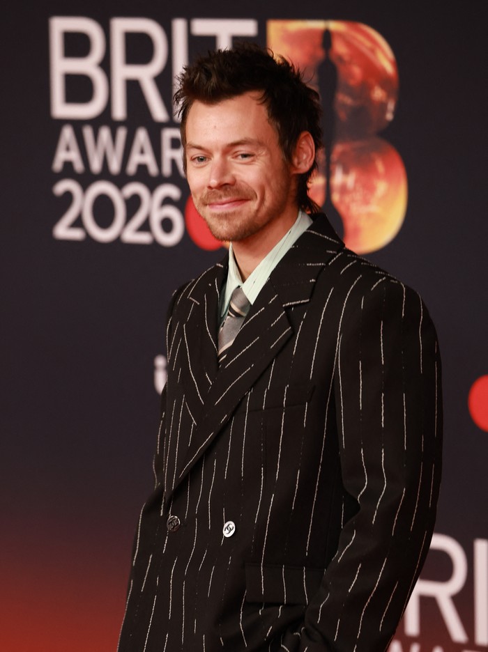 Harry Styles poses on the red carpet during for the BRIT Awards at the Co-op Live Arena, in Manchester, Britain, February 28, 2026. REUTERS/Temilade Adelaja