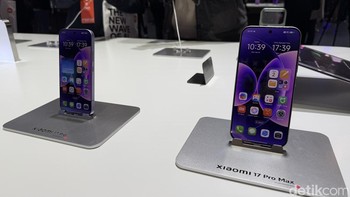 Xiaomi 17 Pro dan Xiaomi 17 Pro Max, yang absen di peluncuran global Xiaomi akhir pekan lalu, tiba-tiba muncul di MWC 2026. Foto: Virgina Maulita Putri/detikINET