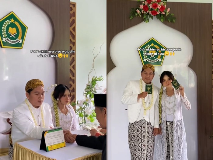 Viral pasangan di Malang nikah gratis di KUA Kedungkandang, Malang, Jawa Timur, demi wujudkan wish list. Meski simpel, momen ini tetap sakral dan elegan hingga banjir pujian netizen!