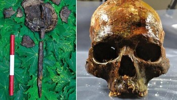 Ketika para arkeolog menggali dasar danau prasejarah yang kering di Motala, Swedia pada tahun 2009, mereka menemukan salah satu penemuan arkeologi paling aneh yang pernah dilihat dunia – yang disebut Makam Persembahan Tenggelam atau Tengkorak Tenggelam, sebuah koleksi tengkorak yang berasal dari 8.000 tahun yang lalu, yang telah dipasang pada tiang. Foto: Boredpanda