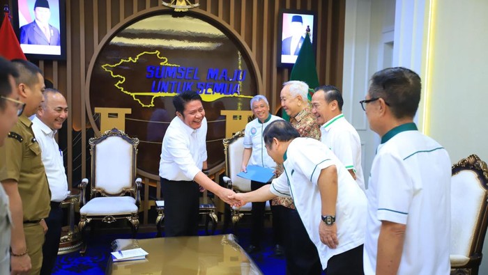 Gubernur Sumsel Herman Deru menerima rombongan dari konferensi Anxi Sedunia.