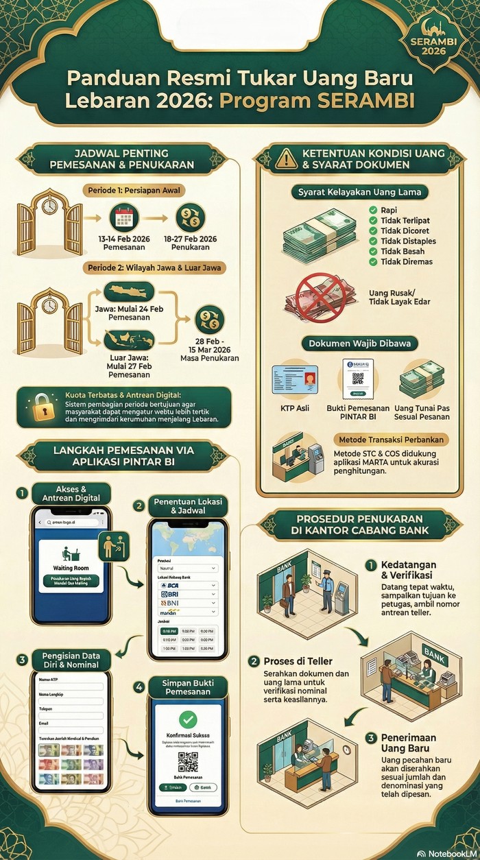 Infografis Cara Tukar Uang Pecahan Baru Lebaran Idul Fitri 2026