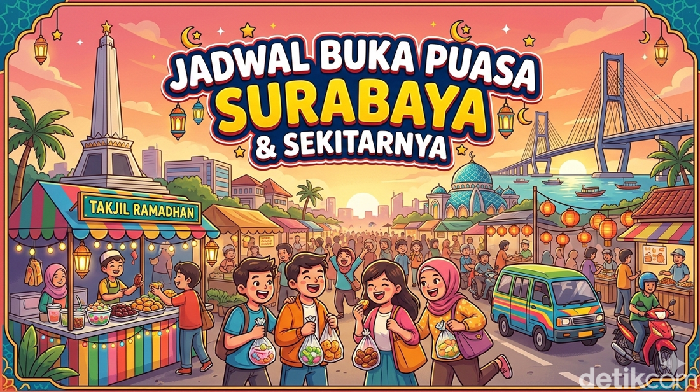 Jadwal buka puasa untuk wilayah Surabaya dan sekitarnya. 