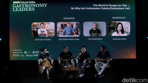 Alexandra Carlton, Chef Maxie Millian, Chef Hans Christian, dan Chef Wayan Kresna Yasa dalam acara Gastronomy Leaders di Nuanu Creative City.