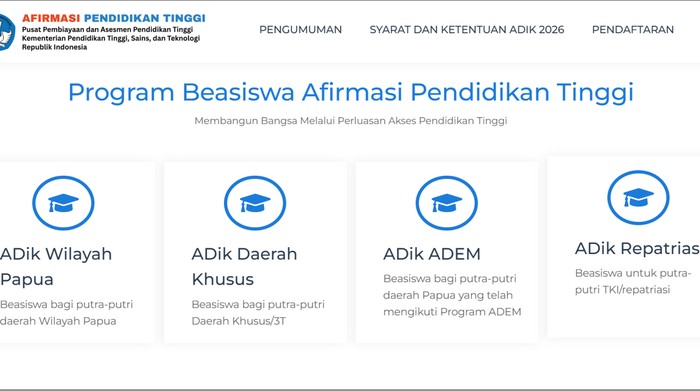 Jadwal, syarat, hingga link formulir pendaftaran beasiswa ADik 2026