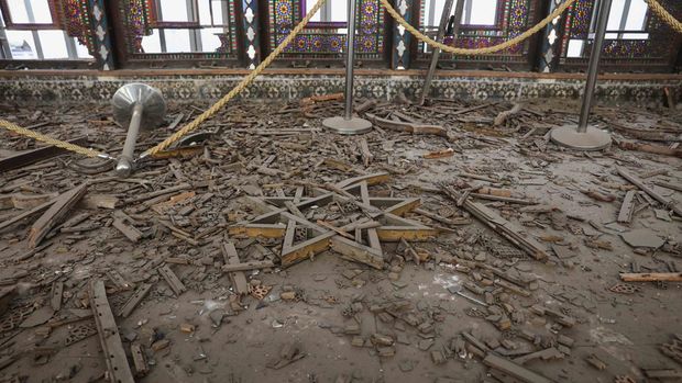 IRAN-CRISIS/Golestan Palace/Istana Golestan Debris at the historical monument Golestan Palace after it was damaged in an Israeli and U.S. strike, amid the U.S.-Israeli conflict with Iran, in Tehran, Iran, March 3, 2026. Majid Asgaripour/WANA (West Asia News Agency) via REUTERS ATTENTION EDITORS - THIS PICTURE WAS PROVIDED BY A THIRD PARTY.