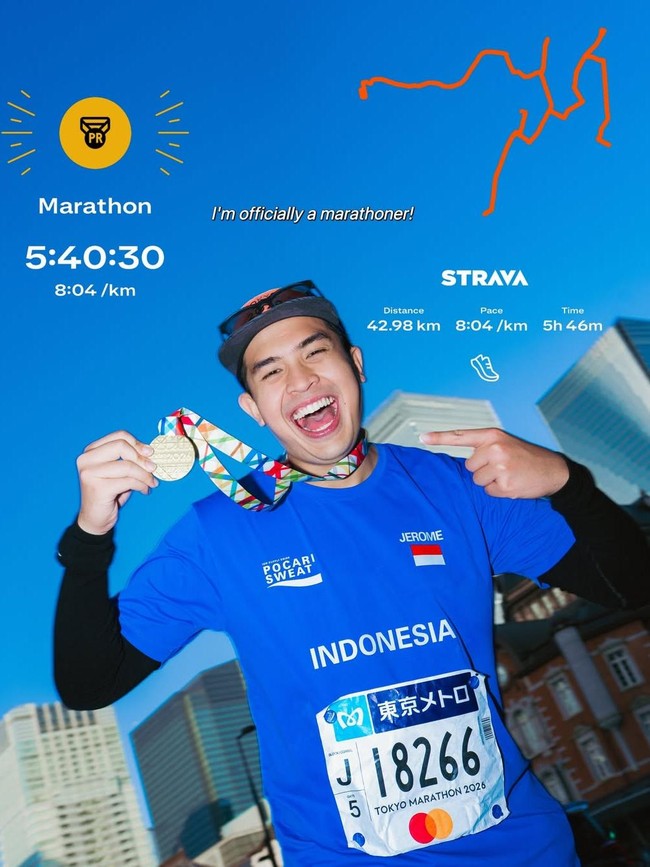 Pernah Operasi Ligamen, Jerome Polin Bangga Bisa Finish Maraton