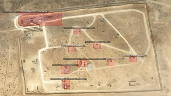 Jejeran radar dan peluncur roket anti rudal balistik Terminal High-Altitude Area Defense System (THAAD) diidentifikasi MizarVision di Yordania. Entah kebetulan atau tidak, tempat ini jadi sasaran serangan balik Iran. Foto: MizarVision