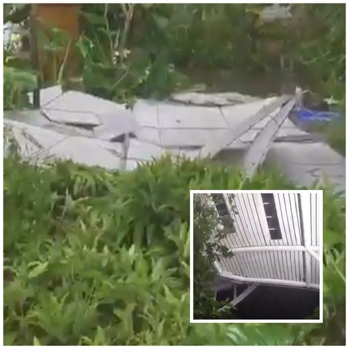 Atap roboh di Terminal Internasional Bandara Internasional I Gusti Ngurah Rai pada Kamis (5/3/2026). (tangkapan layar akun instagram @helloubud).