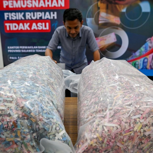 BI Sulteng Musnahkan 5.000 Lembar Uang Palsu