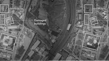 Kerusakan di markas besar IRGC di Tehran Foto: Vantor via BBC