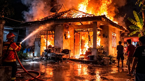 Ilustrasi kebakaran rumah. (Chat GPT)