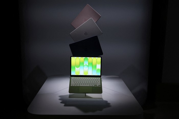Apples new entry-level Mac laptop, the MacBook Neo is on display during an event in New York City, U.S., March 4, 2026. REUTERS/Shannon Stapleton