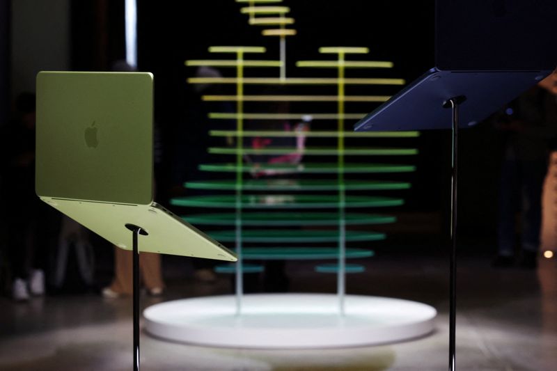 Apple's new entry-level Mac laptop, the MacBook Neo is on display during an event in New York City, U.S., March 4, 2026. REUTERS/Shannon Stapleton