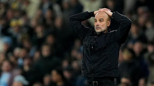Manchester City manager Pep Guardiola during the Premier League match at the Etihad Stadium, Manchester. Picture date: Wednesday March 4 2026. (Photo by Martin Rickett/PA Images via Getty Images)