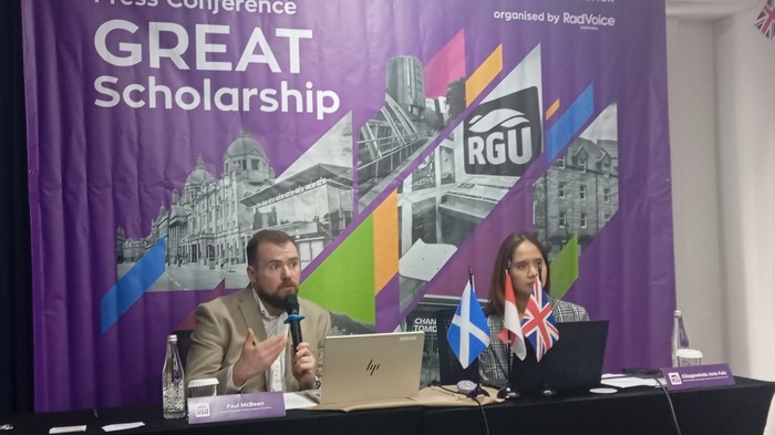 Press Conference GREAT Scholarship di Jambuluwuk Thamrin Hotel, Menteng, Jakarta Pusat pada Kamis (5/3/2026).