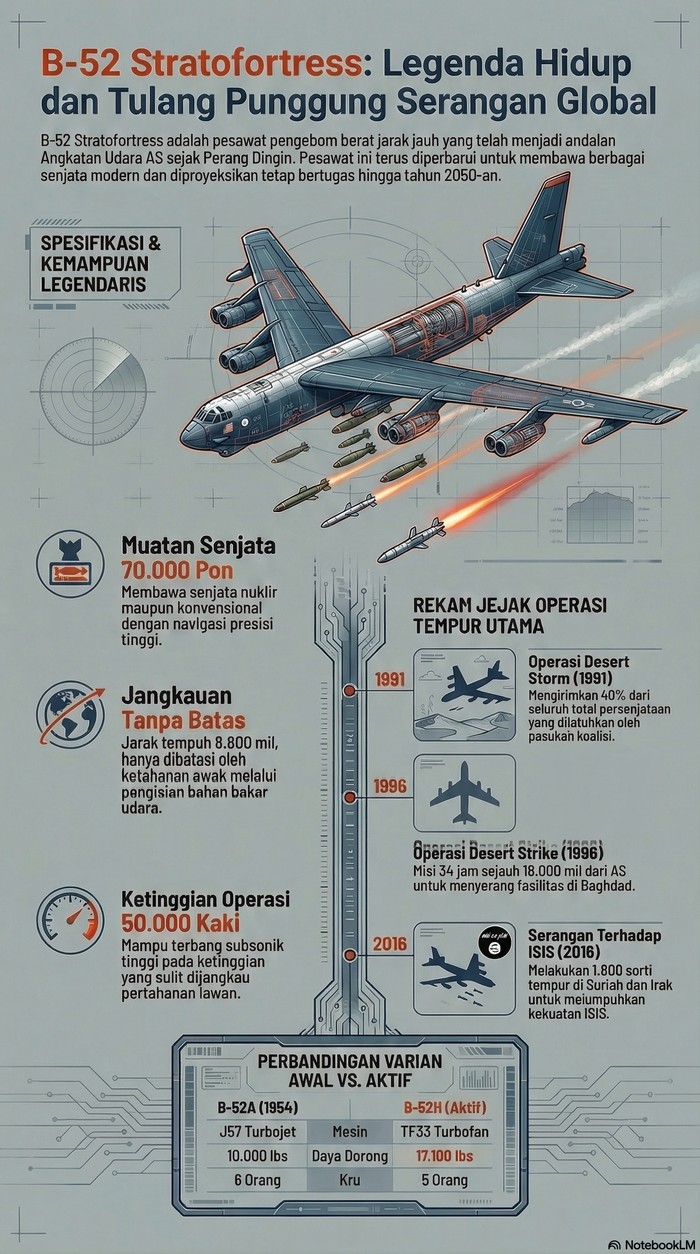 Spesifikasi dan jejak historis pesawat B-52