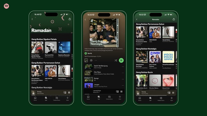 Spotify melaporkan peningkatan streaming musik religi dan podcast selama Ramadan. Kurasi playlist disesuaikan untuk momen refleksi dan kebersamaan.