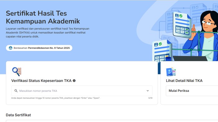 Tangkapan Layar Laman Verifikasi SHTKA