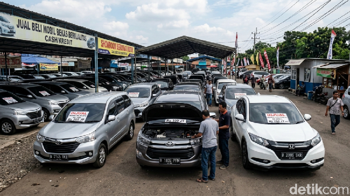 Ilustrasi pasar mobil bekas.