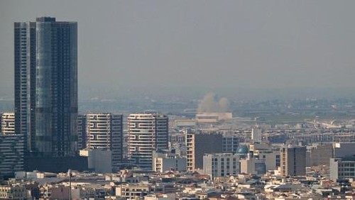 Smoke rises after an explosion near Erbil International Airport in Erbil on March 6, 2026. Explosions sounded on March 6 near Erbil airport in Iraqs autonomous Kurdistan region and an attack forced a US-run oil field to shut production. (Photo by Ozan KOSE / AFP)
