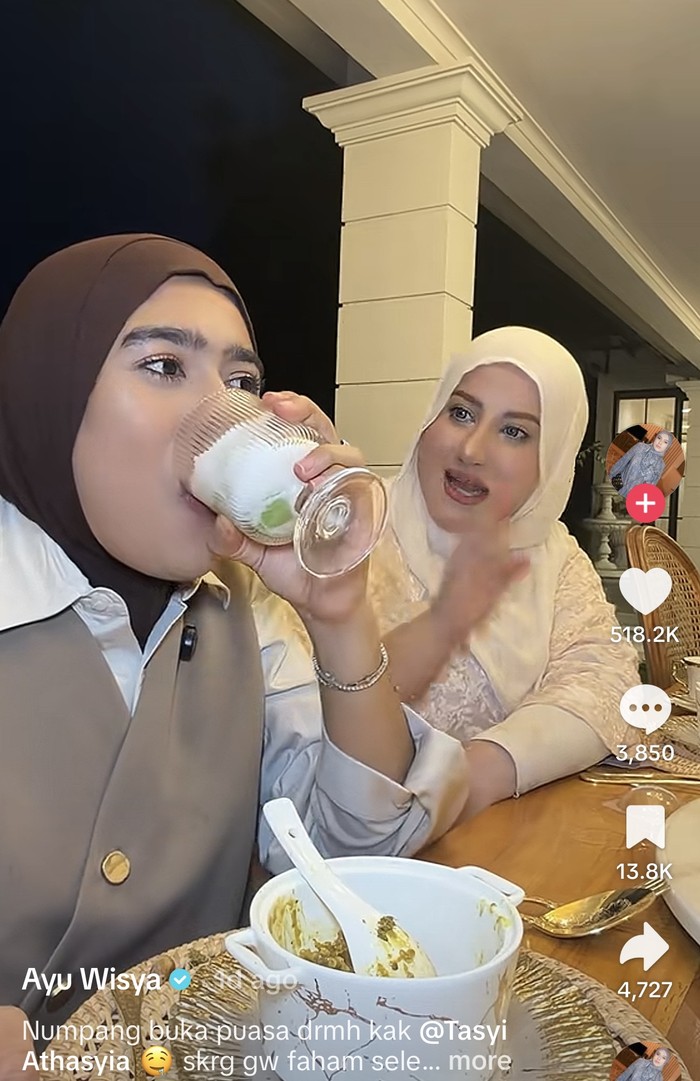 TikToker Ayu Wisya Kaget Buka Puasa di Rumah Tasyi Athasyia, Menunya Super Lengkap!