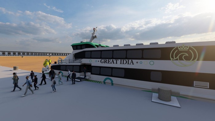 Visualisasi penumpang yang turun dari MV Great Idia, rancangan Tim Nawasena ITS.