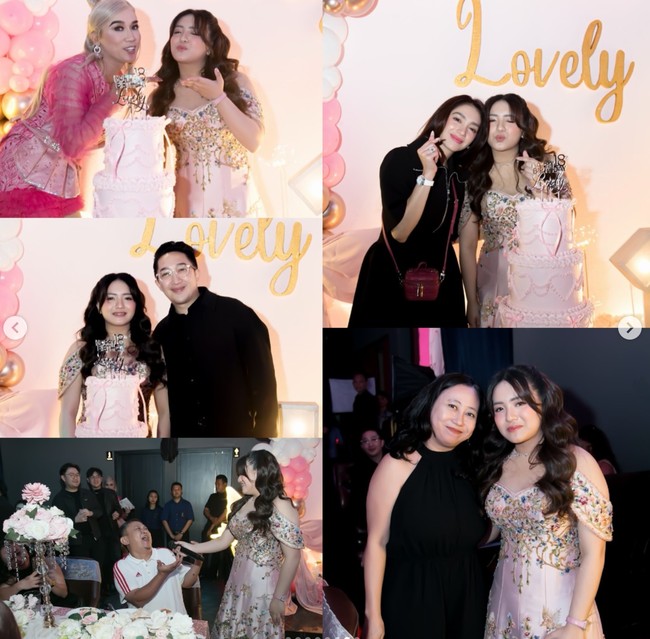 Melengkapi penampilannya, Angel tampak membawa tas selempang kecil berwarna merah marun. Ia juga mengenakan jam tangan berwarna putih. Foto: Instagram/@lovelyrum