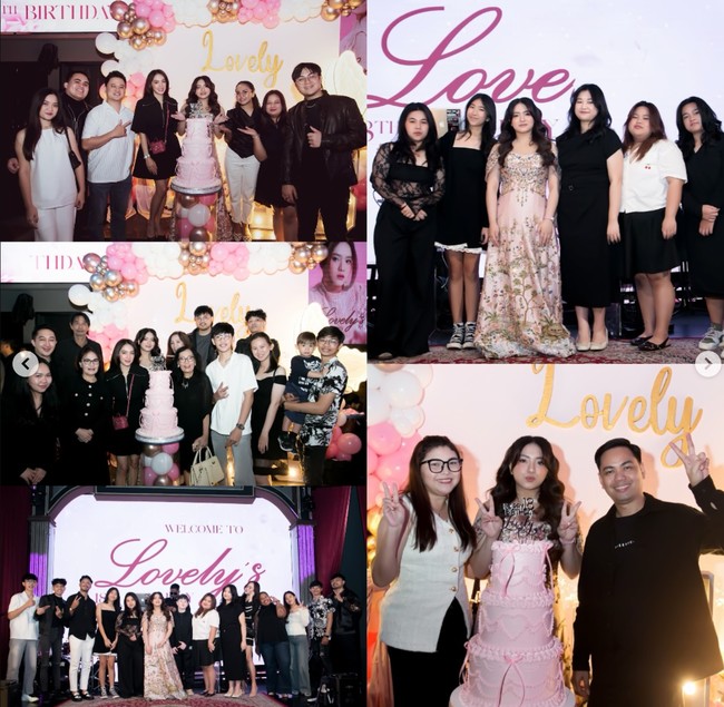 Dihadiri anggota keluarga dan sahabat, acara ulang tahun Lovely tampak meriah. Dekorasi serta kue ulang tahunnya terlihat didominasi warna pink. Foto: Instagram/@lovelyrum