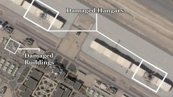 Kerusakan pangkalan Udara Ali al Salem di Kuwait oleh drone Iran pada 1 Maret. Serangan tersebut melumpuhkan 7 hanggar dan 12 bangunan penting di dalam kompleks militer Foto: X.com