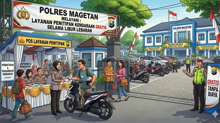 Ilustrasi penitipan motor gratis di Polres Magetan