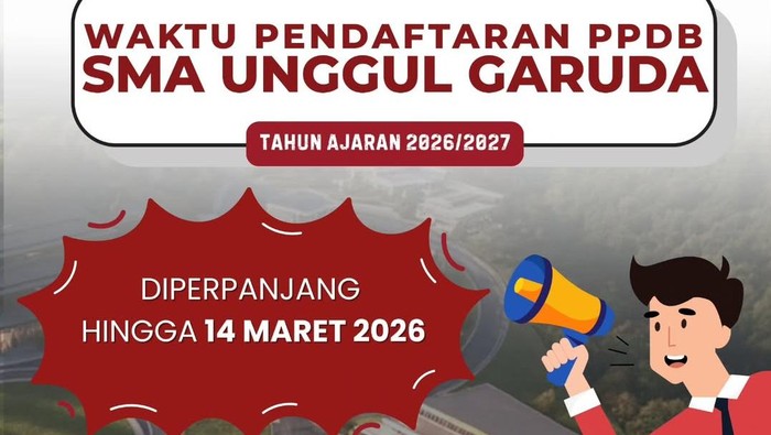 Pendaftaran PPDB SMA Unggul Garuda diperpanjang.
