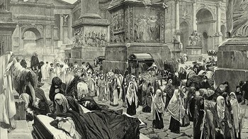 Pada 541 M, Wabah Justinian melanda kekaisaran Bizantium. Kejadian ini menewaskan puluhan juta orang dan mengubah dunia pada masa itu. Menurut Britannica, penyakit ini menyebar dengan cepat, dan tak lama kemudian kuburan meluap dan mayat sampai-sampai harus dijejalkan ke dalam menara tembok kota untuk dibuang. Foto: Bored Panda