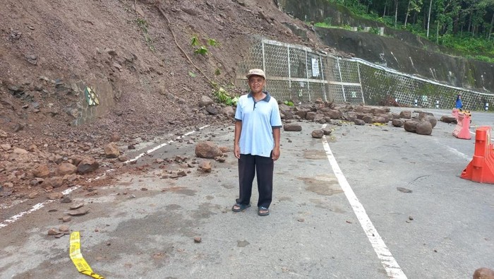 Longsoran susulan yang terjadi di Jalan Baru Clongop, Gedangsari, Gunungkidul.