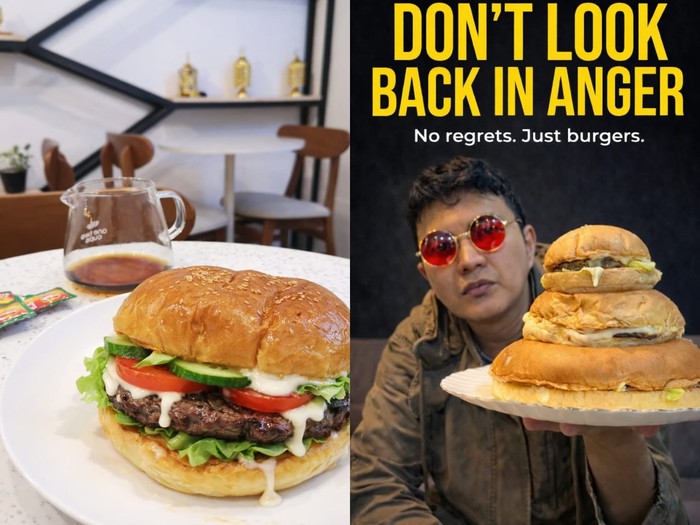 Aldi Taher jualan burger