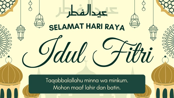ucapan Lebaran 2026 lengkap, mulai yang islami, formal, bahasa Inggris, hingga singkat.