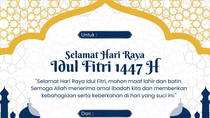 Itulah kumpulan kata-kata ucapan Idul Fitri 2026 yang menyentuh hati