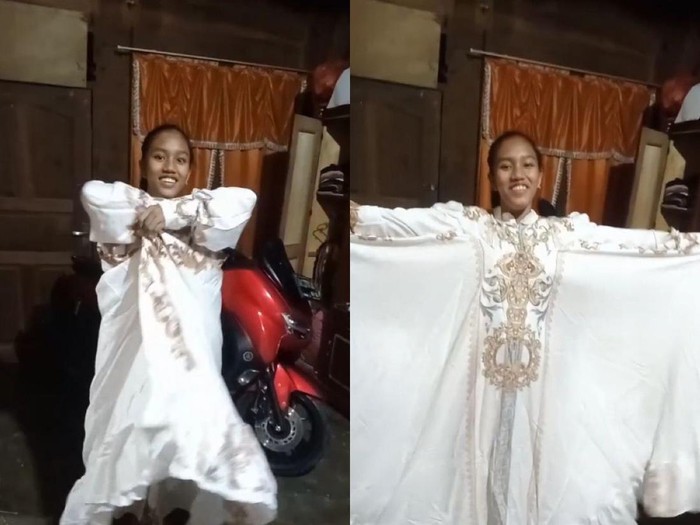 Niat beli baju Lebaran sejak bulan 10 agar tenang, wanita ini malah syok saat paket dibuka. Ukurannya kebesaran.