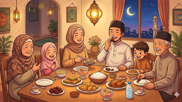 Ilustrasi jadwal imsak. (dok Gemini AI)