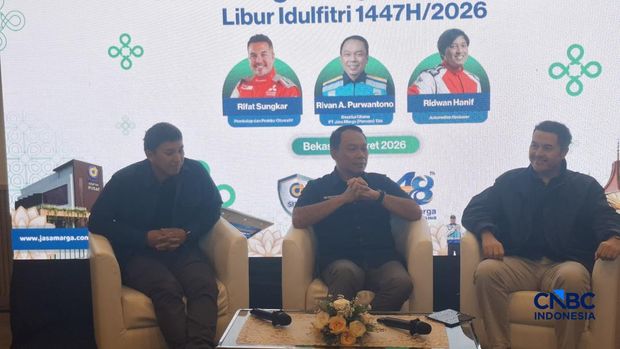 Media Briefing Jasa Marga Persiapan Arus Mudik Lebaran 2026 di Jasamarga Tollroad Command Center, Selasa (10/3/2026). (CNBC Indonesia/Chandra Dwi Pranata)